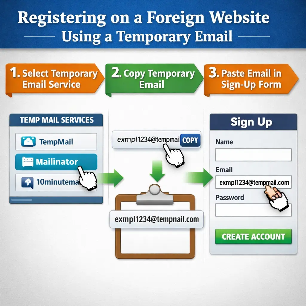 آموزش استفاده از ایمیل موقت برای ثبت‌نام در سایت‌های خارجی